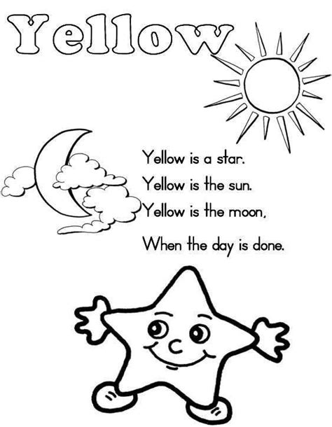 color yellow worksheet  kindergarten