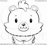 Baby Bear Cartoon Clipart Upwards Smiling Coloring Outlined Vector Cory Thoman Royalty sketch template