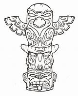 Totem Pole Coloring Native American Poles Pages Drawing Craft Easy Eagle Drawings Template Printable Tattoo Totems Wolf Animal Color Di sketch template