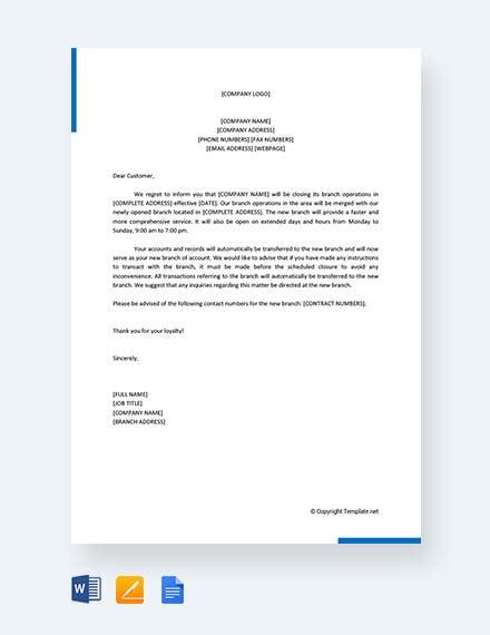 sample letter  business closure  government agency