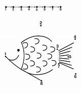 Dot Worksheets Coloring Pages Kindergarten Dots Connect Printables Kids Easy Printable Preschool Counting Worksheet Simple Numbers Drawing Tracing Color Fish sketch template