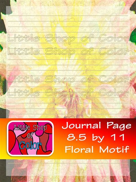 printable journal page flower motif      shop  color