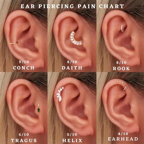 pain ear piercing chart       painful piercings