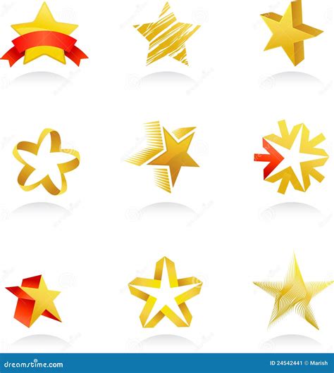 collection  gold star icons vector stock vector illustration