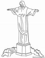 Christ Redeemer Sketch Coloring Drawing Pages Wonders Brazil Kids Draw Articles Realistic sketch template
