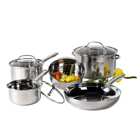basic essentials  piece stainless steel cookware set