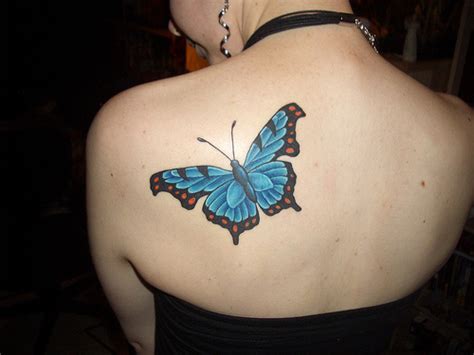 Upper Back Tattoo Butterfly Design Art