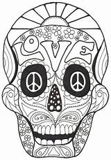 Coloring Skull Pages Sugar Printable Adults Books Template Muertos Dia Los Book Skulls Adult Dead Teenagers Drawing Colouring Masks Color sketch template
