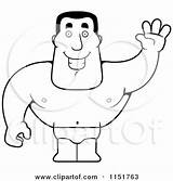 Lifeguard Strong Coloring Waving Man Clipart Cartoon Thoman Cory Outlined Vector Royalty Collc0121 sketch template