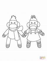 Coloring Mrs Sock Monkeys Mr Pages Monkey Christmas Printable Supercoloring sketch template