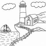 Coloring Cliff Pages Lighthouse Online Template Sheets Diy sketch template