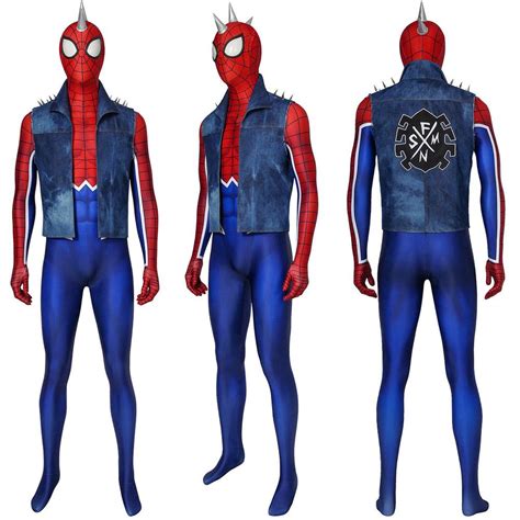 spider punk cosplay suit punk spider man cosplay costume ver 2
