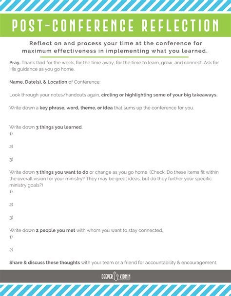 post conference reflection worksheet process    information