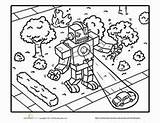 Coloring Robot Pages Attack Robots sketch template