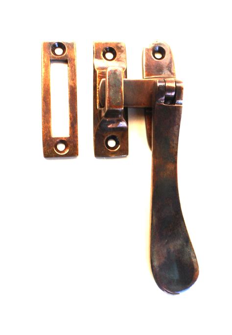 window casement lock latch set  flat handle bronze aged  kings bay