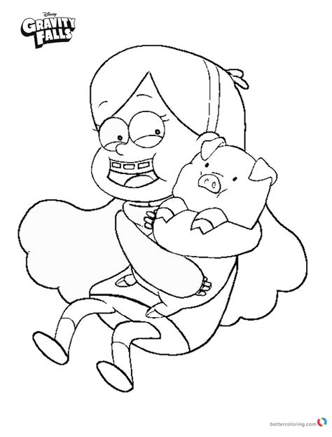 gravity falls coloring pages mabel  waddles  printable