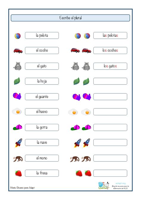 trabajamos el singular  el plural  ayuda de dibujos aula pt