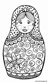 Russian Coloring Dolls Babushka Pages Printable sketch template