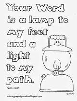 Coloring Psalm Lamp Pages Kids Feet 119 Word 105 School Sunday Bible Sheet Kid Printable Unto Verse Children Psalms Adron sketch template