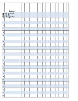 gradebook printable template  thinkingnumbers tpt