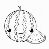 Coloring Kawaii Pages Bowl Fruit Cute Watermelon Could Also sketch template