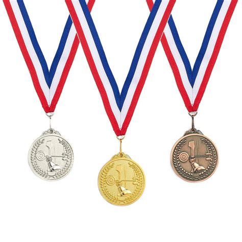 piece award medals set metal olympic style archery gold silver