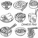 Chinese Food Vector Sketch Drawing Stock Rolls Icons Paper Coloring Doodle Pages Spring Illustrations Illustration Clipart Set Depositphotos Dinner Getdrawings sketch template