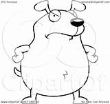 Dog Mad Cartoon His Standing Hands Hips Clipart Cory Thoman Outlined Coloring Vector 2021 sketch template