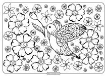 printable  bird  flowers coloring page