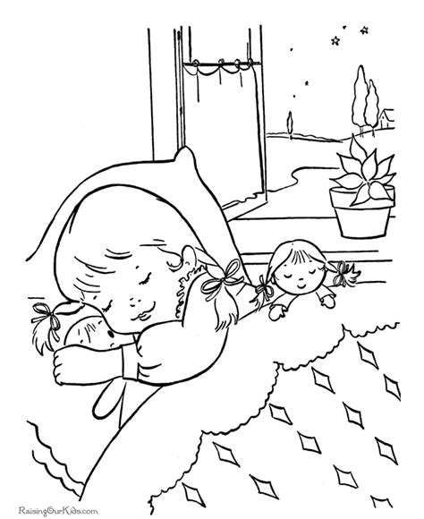 sleeping kids colouring pages coloring home