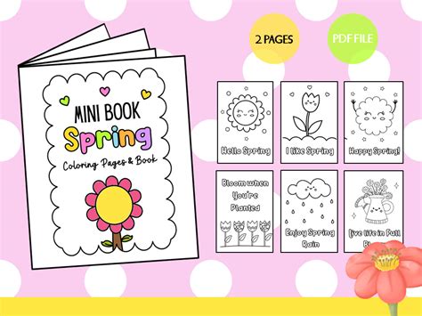 mini coloring book spring  kids   teachers