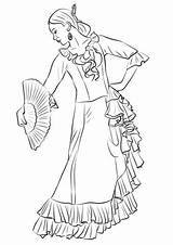 Flamenco Spanish Dancer Coloring Pages Spain Templates Color sketch template