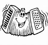 Accordion Funny Coloring Pages Instruments Cartoon Book Colorear Gif Musical sketch template