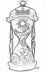 Hourglass Reloj Drawings Colouring Sanduhr Ampulheta Clessidra Sablier Zandloper Colorare Outline Sketches Cool Nacht Disegni Books Zentangle Tatoeage Tekenen Tatuaggi sketch template