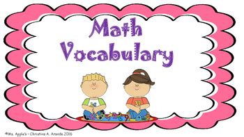 math vocabulary flash cards  ms apples tpt