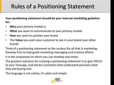 positioning statement debriefed