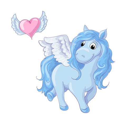 cute cartoon blue pegasus vector illustration  vector art