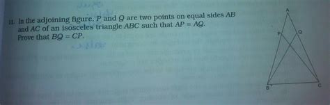 In The Adjoining Figure P And Q Are Two Points On Equal