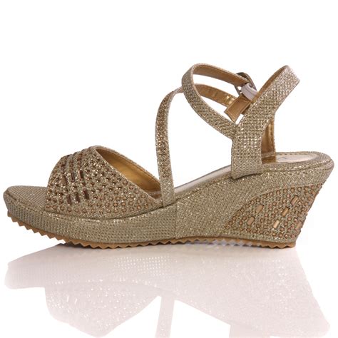 Unze New Girls Benta Wedge Fashion Wedding Sandals Gold Ebay