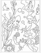 Coloring Pages Ocean Scene Kids Sea Printable Drawing Habitat Animals Sheets Template Animal Rivers Book Under Beach Seashell Life Summer sketch template