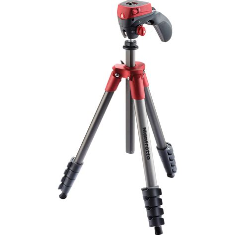 manfrotto compact action aluminum tripod red mkcompactacn