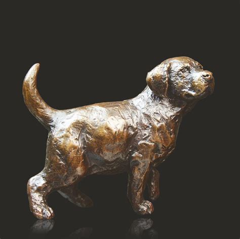 labrador puppy standing  michael simpson solid bronze sculpture