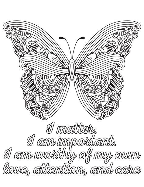 butterflies affirmations coloring pages  care coloring