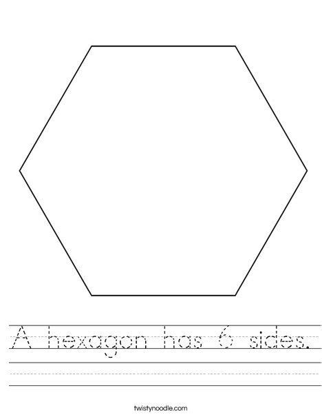 hexagon   sides worksheet  twistynoodlecom shapes worksheet