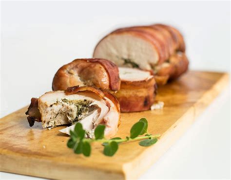 bacon wrapped mediterranean turkey roll roulade