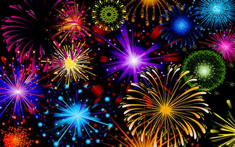 celebration fireworks in red blue yellow and green color wallpaper hd