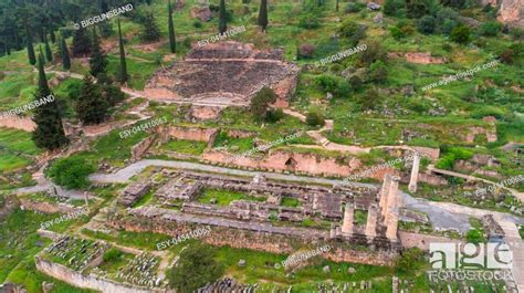 aerial view  archaeological site  ancient delphi site  temple  apollo   oracle