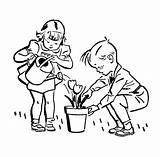Line Garden Clipart Clip Planting Cliparts Drawing Library sketch template