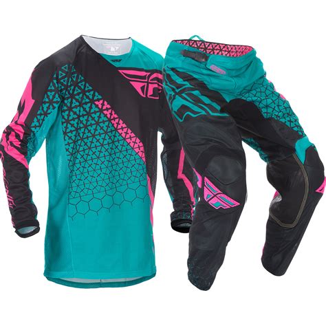 fly racing  mx kinetic mesh trifecta dirt bike teal pink motocross gear set ebay