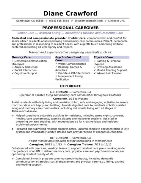 caregiver resume sample monster caregiver job description template